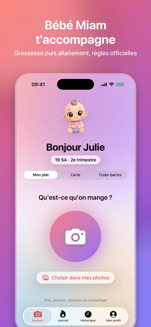 Écran d'accueil de Baby Miam
